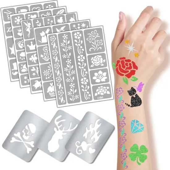 390 PCS Temporary Tattoo Stencils(28 Sheets Stencil) {3}