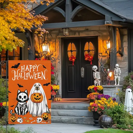 Halloween Ghost Dog Garden Flag 12x18(Multicolor) {3}