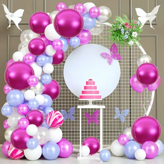 14pcs Hot Pink Foil Balloons Mylar Balloons(4d Metallic Hot Pink) {2}