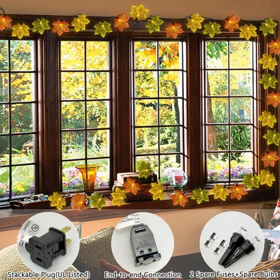 13.6FT 35LED Fall Lights Maple Leaf String Lights {3}
