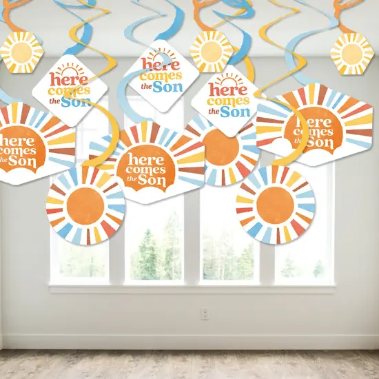 Big Dot of Happiness Here Comes The Son Party Decoration Swirls, Boy Boho Baby Shower Hanging Decor - Set of 40 {4}