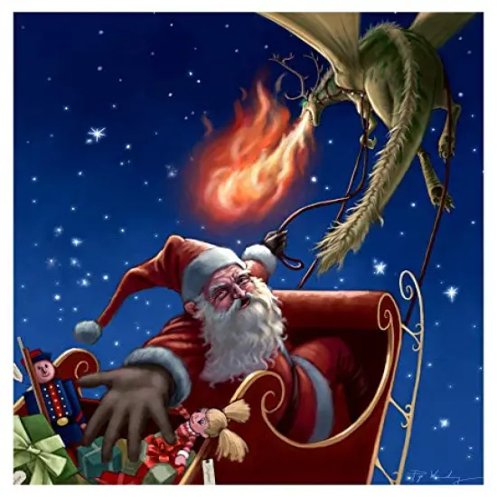 Christmas Dragon Edible Icing Image Cake Topper (1/4 Sheet (8x10)) {1}