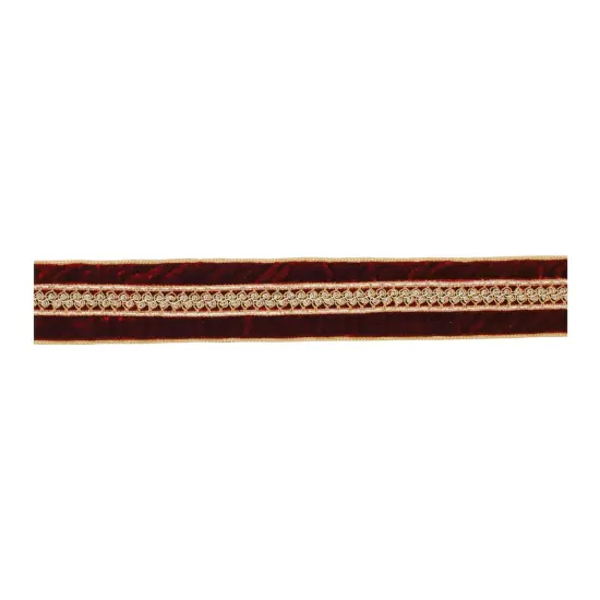 Melrose Royal Beaded Wired Craft Ribbon - 2.5" x 5 Yards - Red and Gold {1}