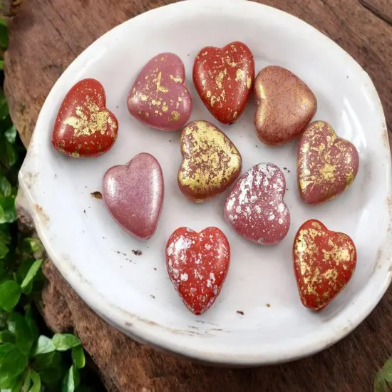 *10* 14mm Pink & Red Heart Bead Mix {4}