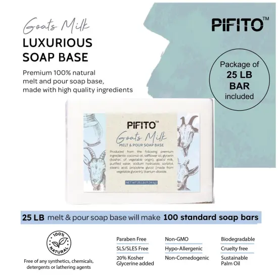 Pifito Goats Milk Melt and Pour Soap Base │ Bulk Premium 100% Natural Glycerin Soap Base │ Luxurious Soap Making Supplies {2}