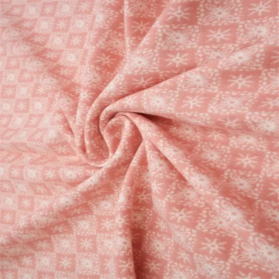 Modern Geometric Brushed DTY Knit Fabric Soft Stretch Material 58/60" Wide ROSE LT {1}