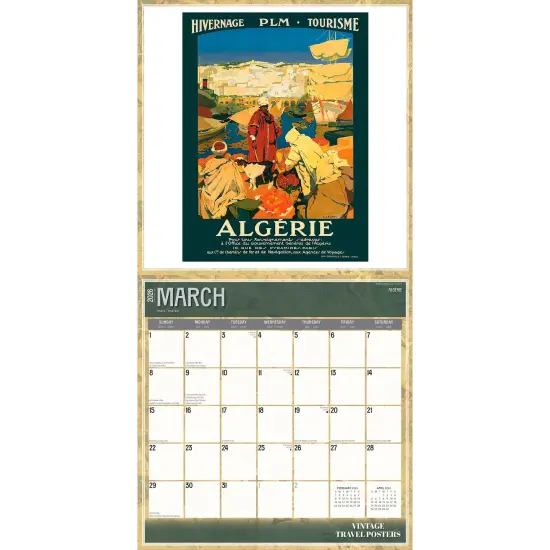 Vintage Travel Posters | 2026 12 x 24 Inch (Hanging) Monthly Square Wall Calendar | Plastic-Free {3}