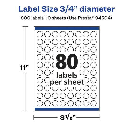 Avery Glossy White Round Labels with Sure Feed, 3/4" Diameter {5}