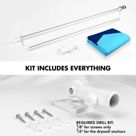 G128 Combo Pack: 6 Ft Tangle Free Aluminum Spinning Flagpole (Silver) & Minnesota New Version MN State Flag| 3x5 Ft | LiteWeave Pro Series Printed 150D Polyester | Pole with Flag Included {2}