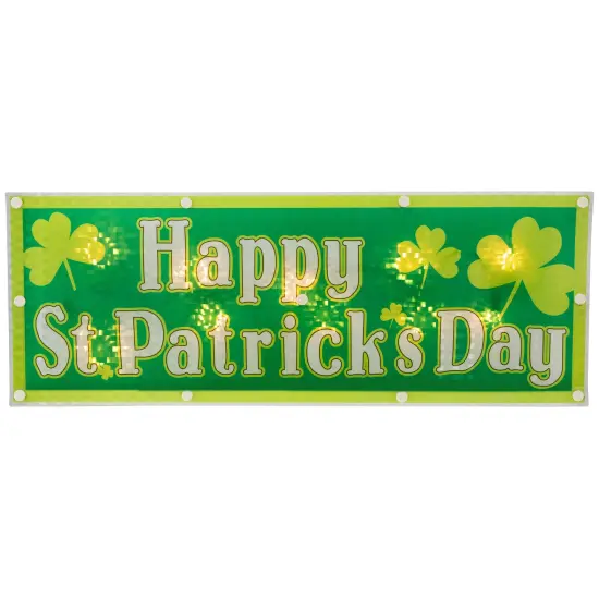 Northlight Lighted Holographic Happy St. Patrick's Day Window Decoration - 17" Green {3}
