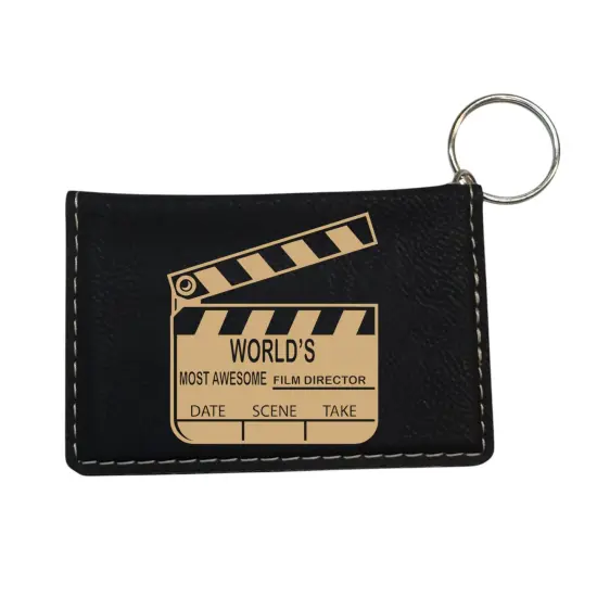 Keychain ID Holder Wallet - Worlds most awesome Film Director - Leather Black/Gold {1}