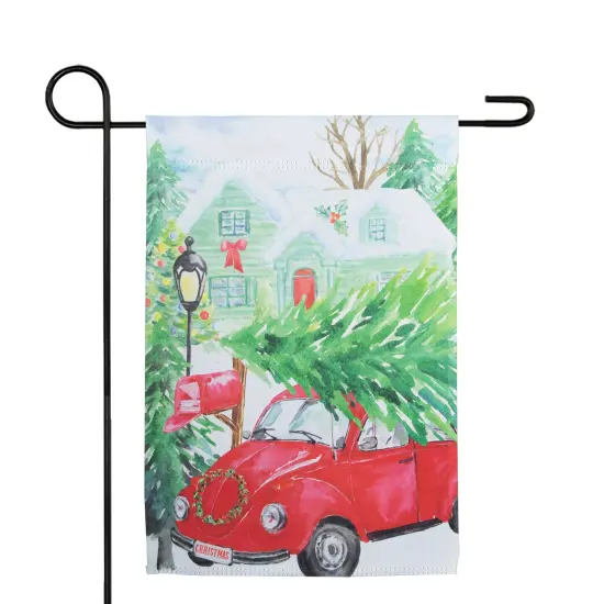 Northlight Red Car and Christmas Tree Outdoor Garden Flag 12.5" x 18" {4}