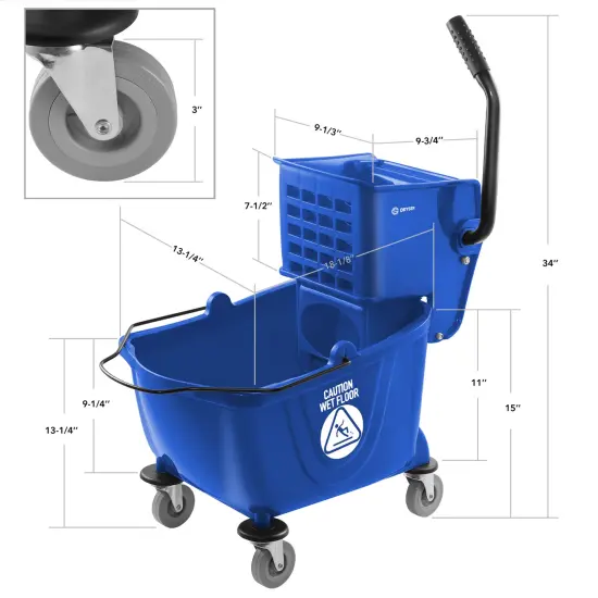 Dryser Commercial Mop Bucket with Side Press Wringer, 26 Quart {5}