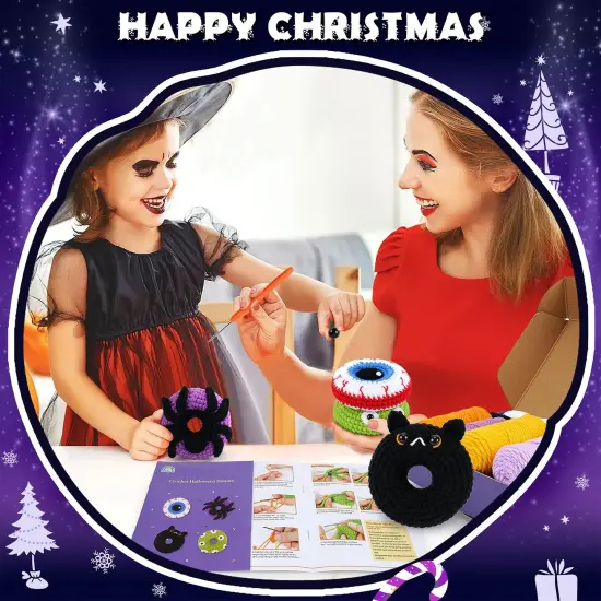 Crochet Kit for Beginners, 4 PCS Donut Family Crochet Kit with Step-by-Step Video Tutorials, Beginner Crochet Kit for Adults and Kids, Donut Family Crocheting Set {6}