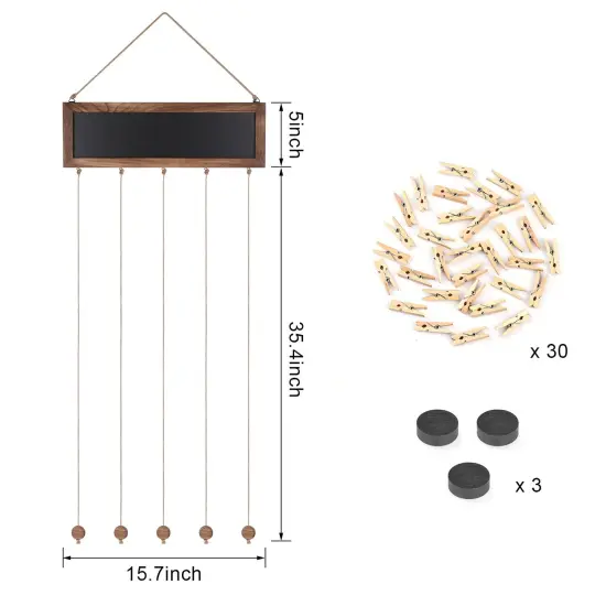 Bikoney Picture Frames Collage Photo Hanging Display Picture Board Wood Rustic Frames for Wall Decor and Dorm Room Decor with Blackboard and 30 Clips Carbonized Black {2}