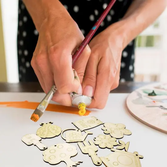 54 Pcs Wooden Spring Cutouts Ornaments to Paint - 6 Styles DIY Blank Unfinished Wood Cutouts Ornament for Home Crafts Hanging Decorations DIY Handmade Decoration Wooden Pendant (Garden) {3}