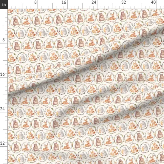 Various Fabrics by the Yard or Fat Quarter Watercolor Woodland Baby Animals Whimsical Fun Cute Happy Cheerful Neutral Beige Cream Fox Bear Deer Custom Printed Fabric by Spoonflower {1}