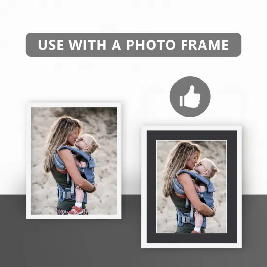 10 Pack Pre-Cut 11 x 14 Black Picture Mats for 8.5x11 Photos - White Core Bevel Cut Frame Matte, Acid Free, Ideal for Frames/Artwork/Prints {2}