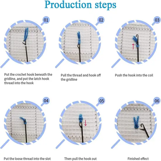 Latch Hook Kits for Adults Kids Christmas Rug Making Kits with Printed Canvas Carpet Tapestry Kits DIY Needlework Doormat Creative Gift Home Decoration 20.5Inch X13.8Inch (Blue) {3}