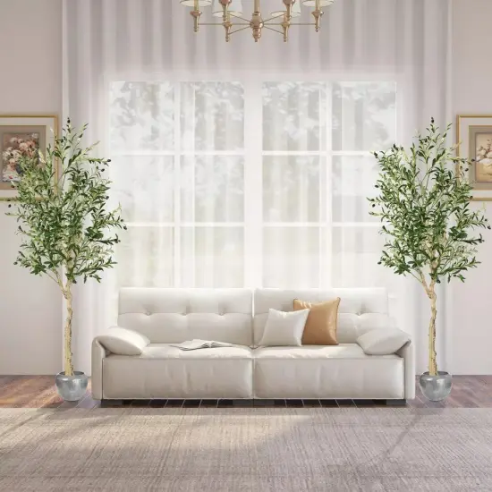2-Pack Large Artificial Olive Tree w/ 1296 Olive Leaves & 72 Olive Fruits Green {3}