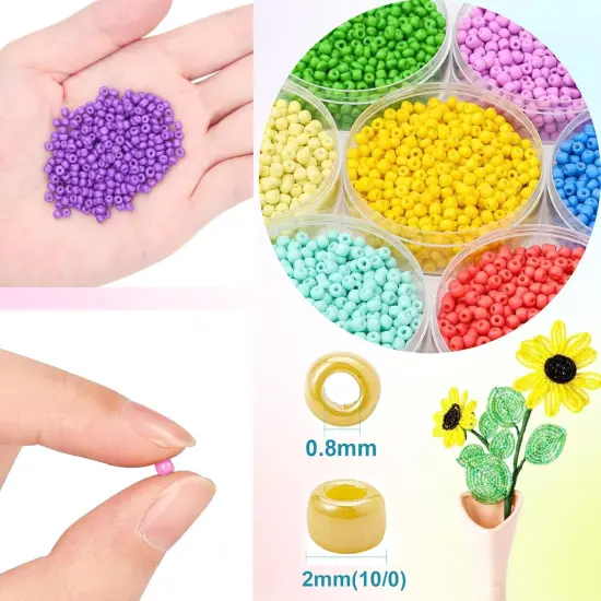 57600pcs 2mm Glass Seed Beads Small Craft Beads for DIY Bracelet Necklaces Crafting {5}