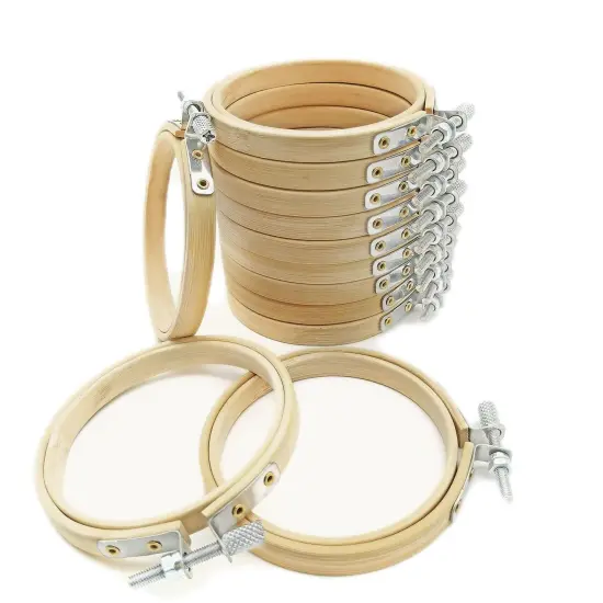 Cldamecy 12 Pieces 3 inch Embroidery Hoops,Round Bamboo Adjustable Circle Frame Cross Stitch Hoops for Christmas Ornament,Embroidery,Decoration,Art Craft and DIY Project {1}