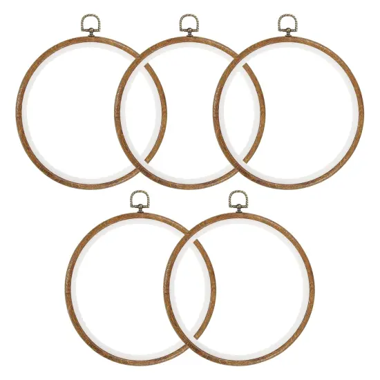 5 Pieces 8 Inch Embroidery Hoops Frame Round Imitated Wood Circle Cross Stitch Hoop Ring for Embroidery Art Craft Handy Sewing Decoration {1}