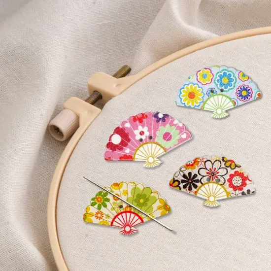4 Pieces Fan Needle Minder，Magnetic Pin Holder for Cross Stitch, Needlework and Embroidery Accessories，Magnetic Needle Nanny {1}