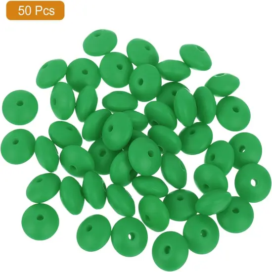 50Pcs 12mm Silicone Lentil Beads, Rubber Abacus Focal Bead Loose Bulk Beads for DIY Keychain Pens Bracelets {3}
