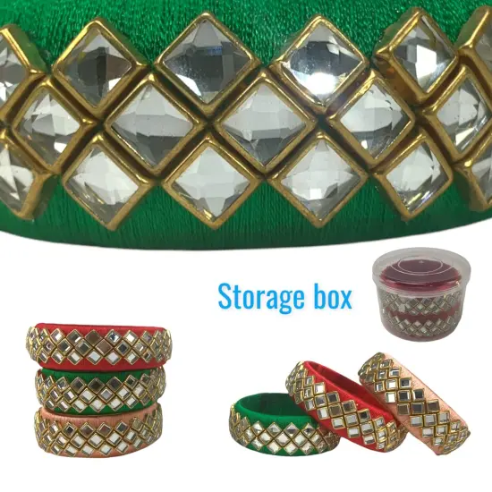 Indian Silk Thread Bangles for Women Traditional Kundan Bracelet Return Gifts Hippie Jewelry Bollywood Bracelet Gift for Her - Indian Bridal Set Thread Bangle {6}