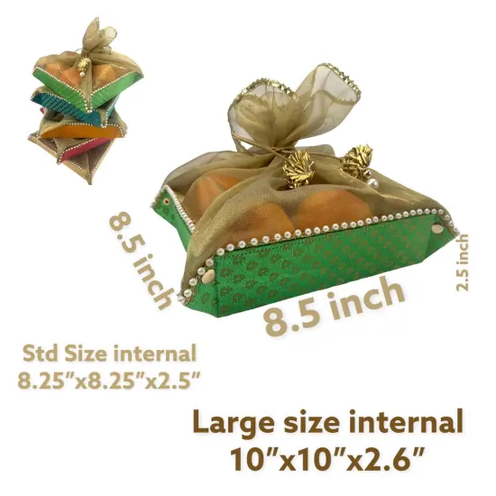 2ct Gift Basket Indian Mithai Box Brocade Jewelry Organizer Box for Shagun Return Gifts Traditional Style Sweets Box Wedding Favor Housewarming Gift {5}