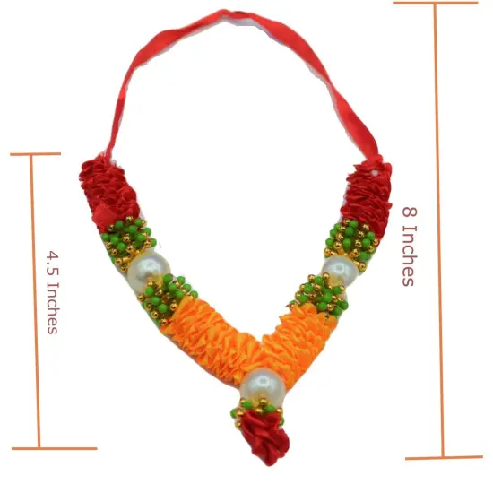 Set of 4 Mini Idol Mala 4.5 Inches God Goddess Haar Mala Makhmali Bhagwan Haar Idol Diwali Pooja Item Garland for Photo Frame God Shringar Reusable Mala {7}