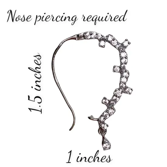 Cz Nose Ring with Rhodium Plating - Western Classic Nosepin Jewelry for Women Indian U-Shape Nose Rings Non-Piercing Nose Pin Septum Pressable Antique Silver Bridesmaid Nath Gift for Her {4}