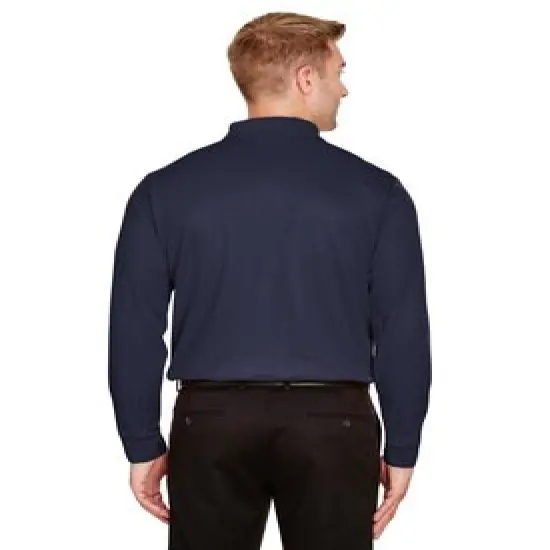 Devon & Jones&reg; Tall Plaited Long Sleeve Polo Navy {6}