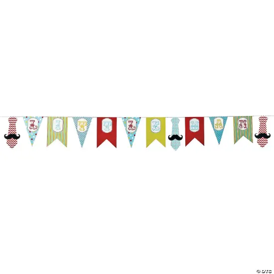 1st Birthday Little Man Cardboard Pennant Banner {1}