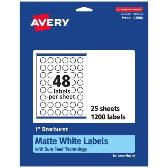 Avery Matte White Starburst Labels, 1" {1}