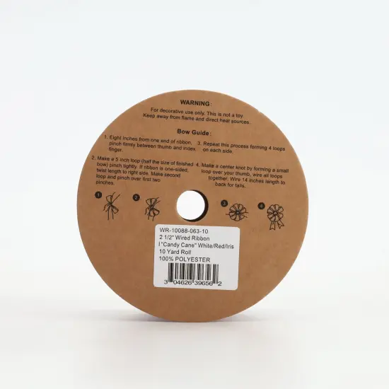 LaRibbons 2 1/2" Wired Ribbon | "Candy Cane" White/Red/Iris | 10 Yard Roll {5}