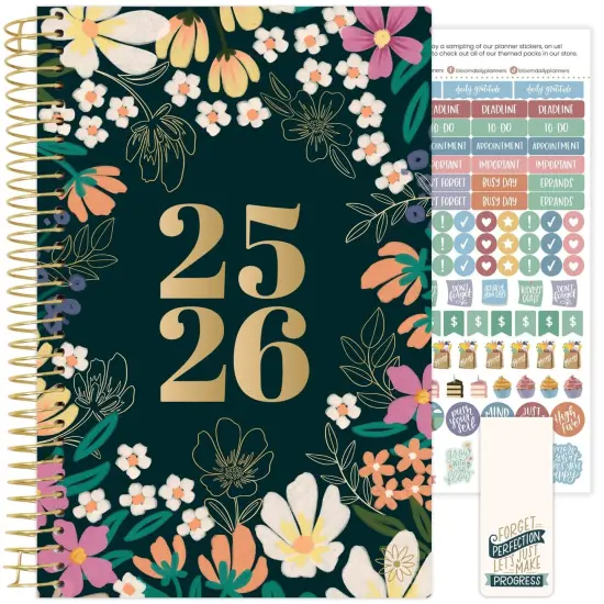 bloom daily planners 2025-26 Academic Planner, Soft Cover, 5.5" x 8.25", Blooming Wildly {1}