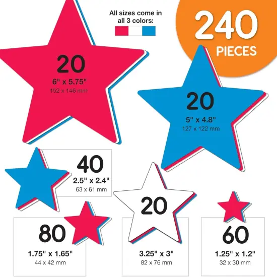 241 Pieces Star Cutouts, 2-Sided US Made Card Stock Punch {2}
