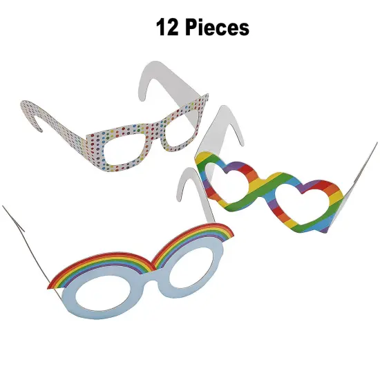 Rainbow Paper Glasses 12 Pieces {1}