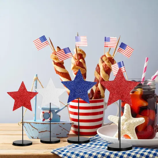 6 Pcs 4th of July Day Tall Standing Star {2}