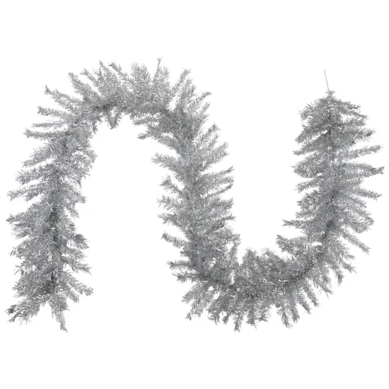 Northlight Metallic Tinsel Artificial Christmas Garland - 9' x 12" - Silver - Unlit {3}