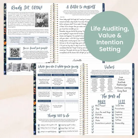 bloom daily planners 2025-26 Academic Planner, Soft Cover, 5.5" x 8.25", Garden Party, Navy {6}