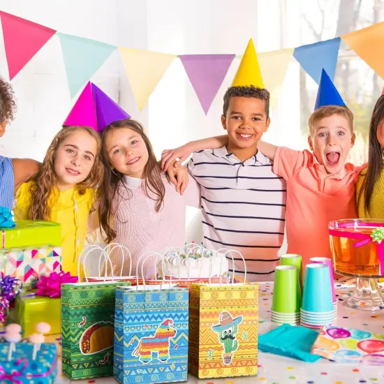 18 Pcs Mexican Fiesta Gift Bags Fiesta Paper Bags Cinco De Mayo Bags Candy Treat Favors Goodie Bags Mexican Themed Fiesta Party Favor Bags Taco Bar Decorations for Mexico Birthday Party Supplies {5}