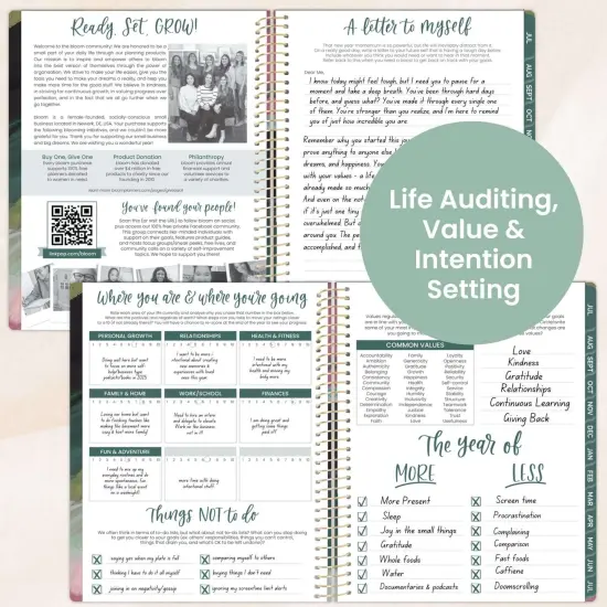 bloom daily planners 2025-26 Academic Planner, Soft Cover, 8.5" x 11", Emerald Paint Strokes {5}