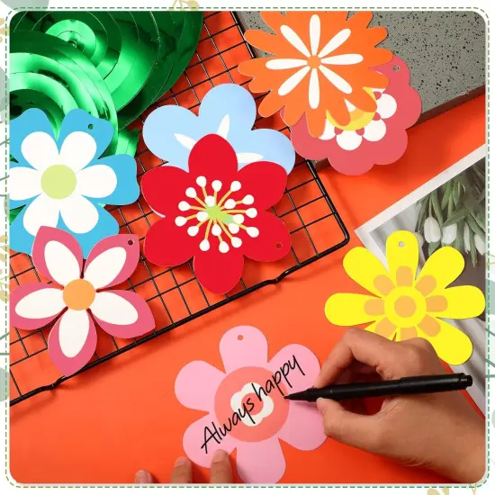 54 Pieces Flower Hanging Swirls Spring Hanging Decorations {4}