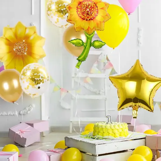 Yellow Sunflower Birthday Balloons (8Pcs) {3}
