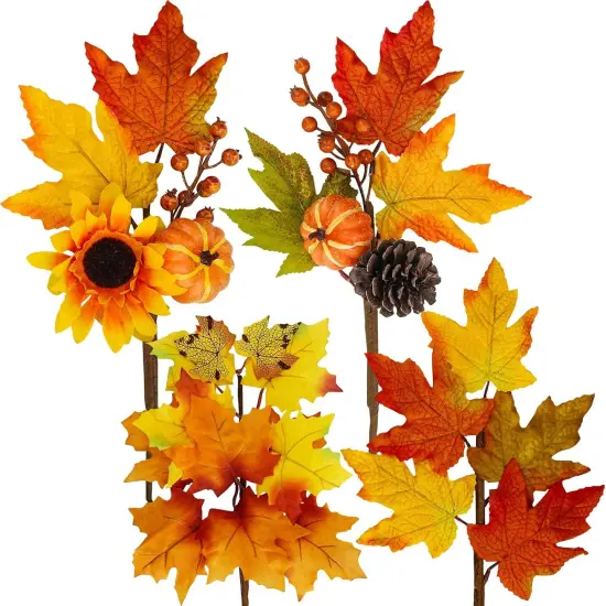 8 Pcs Assorted Artificial Maple Leaf Branches {2}