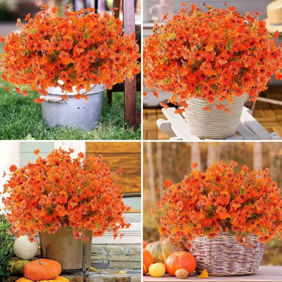 18 Pcs Artificial Mums Flowers Outdoor Plastic {3}