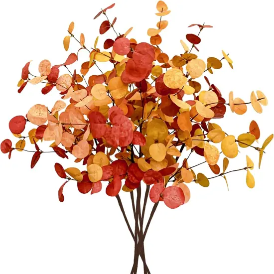 6 Pcs Artificial Eucalyptus Leaves 28'' Tall Fall Flowers Leaf {1}